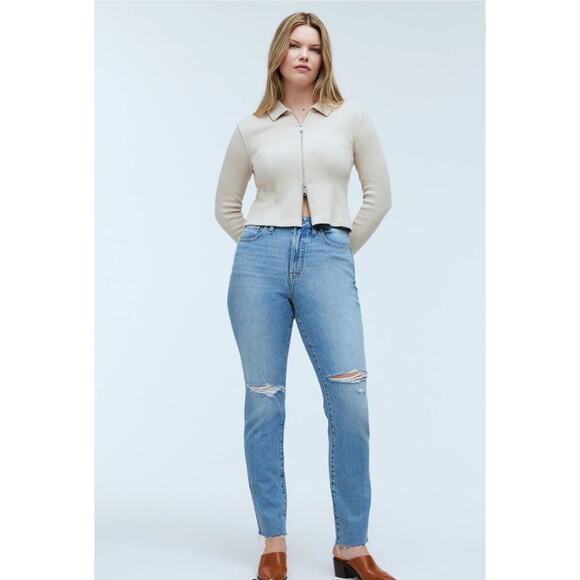NWT Madewell The Petite Curvy Perfect Vintage Jean in Liland Wash Raw Hem Sz 23P